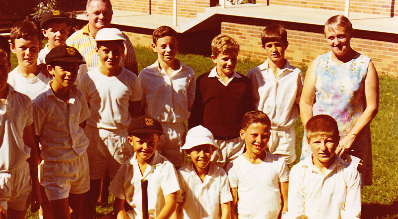 Historical image of St Patrick's Marist College Dundas students in the cricket team