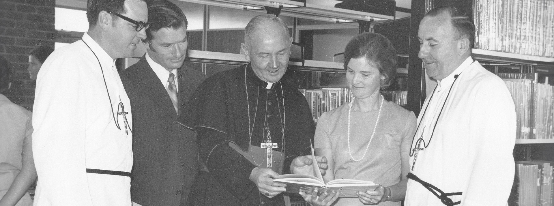 Historical image of St Patrick's Marist College Dundas staff and religious clergy members