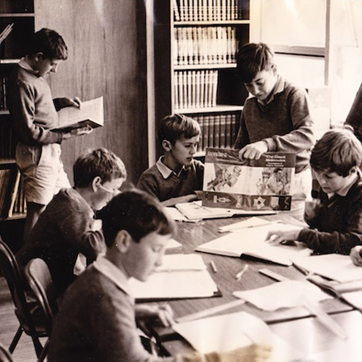 Historical image of St Patrick's Marist College Dundas students reading and studying