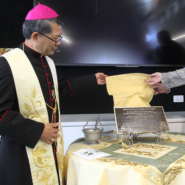 Bishop Vincent opening a new wing of St Patrick's College Dundas